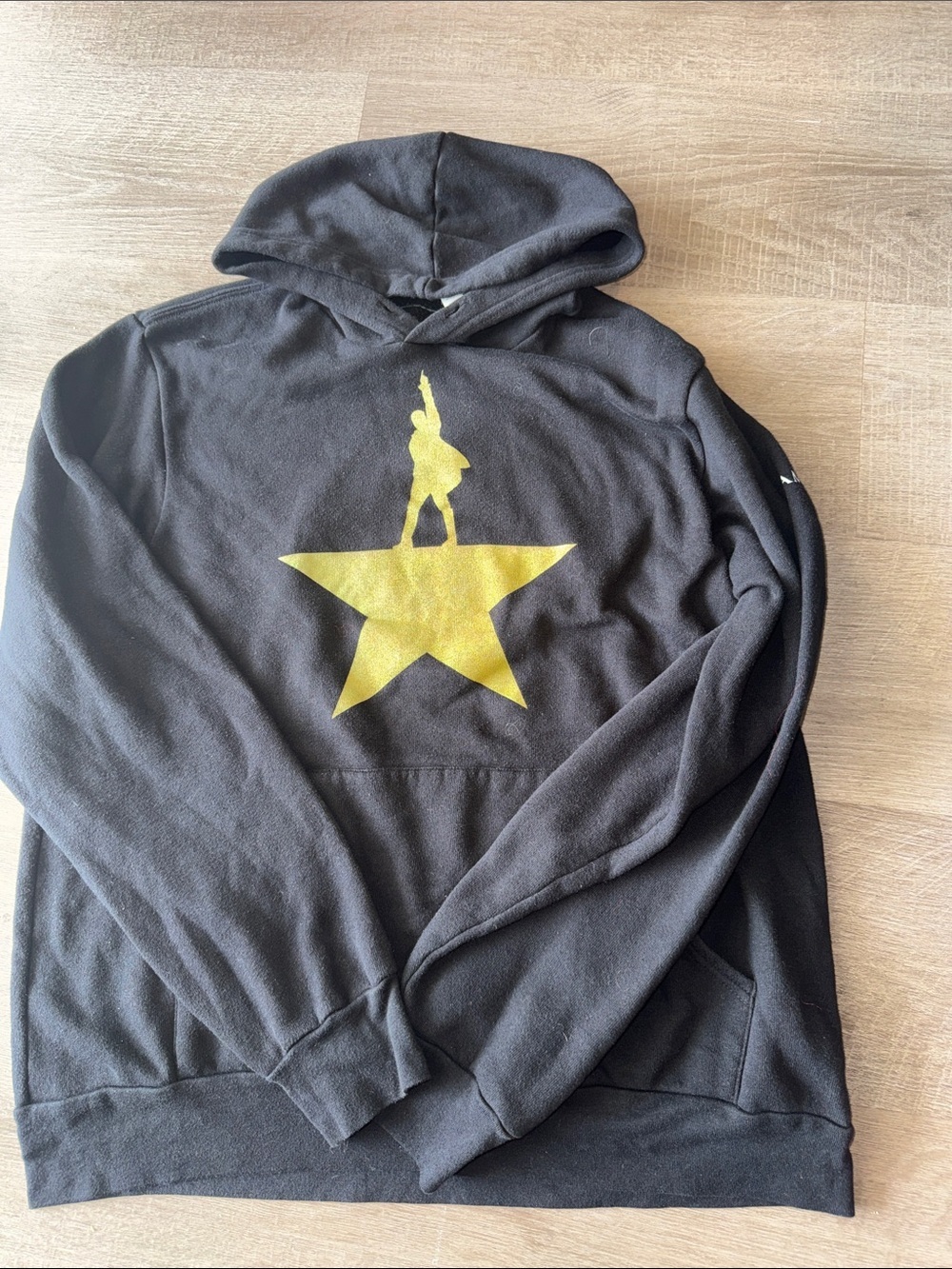 Hamilton Black Hoodie with Yellow Star Graphics Sz L